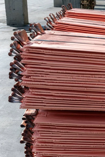 View Copper Ingots Copper Cathodes Plate Manufacture Plant American Elements — Stock Photo, Image