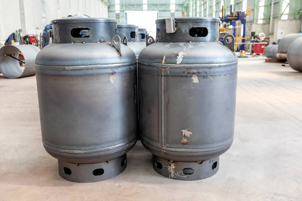 Lpg Cilinders Productie Gasfles Behoort Tot Transporteerbare Navulbare Gelaste Stalen — Stockfoto
