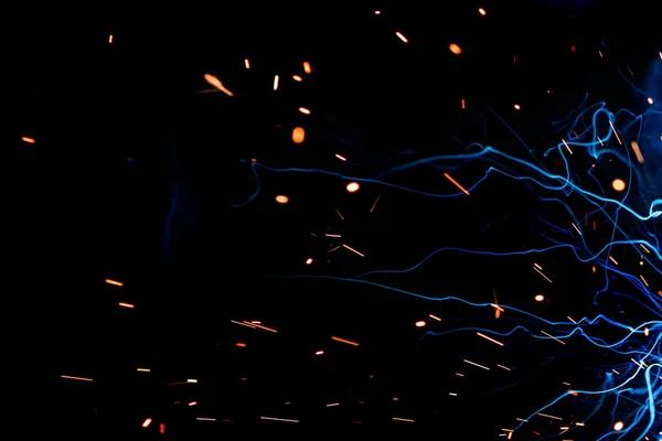 Nahaufnahme Und Hintergrund Des Gasmetall Lichtbogenschweißprozesses Gmaw Mit Funken Licht — Stockfoto
