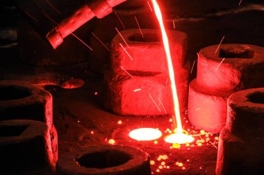 Casting, melting, molding and foundry. The most widely used non reusable mold method is sand casting a process in which specially treated sand is rammed around the pattern and placed in a support.