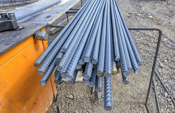 Demir Parmaklıklar Çelik Çubuk Çelik Tel Örgüsü Betonu Güçlendirmek Güçlendirmek — Stok fotoğraf