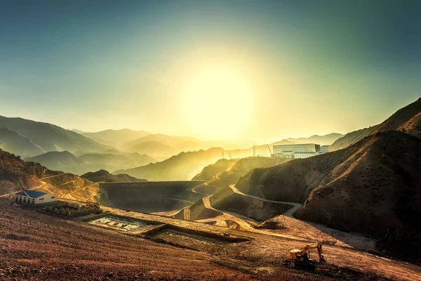 Panaroma Pohled Průmyslovou Důlní Hráz Zadní Hráz Odkalovací Hráz Typicky — Stock fotografie