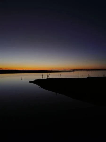 Krásný Západ Slunce Nad Jezerem — Stock fotografie