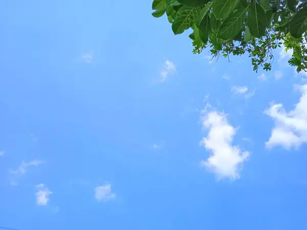 Beyaz bulutlu açık mavi gökyüzü