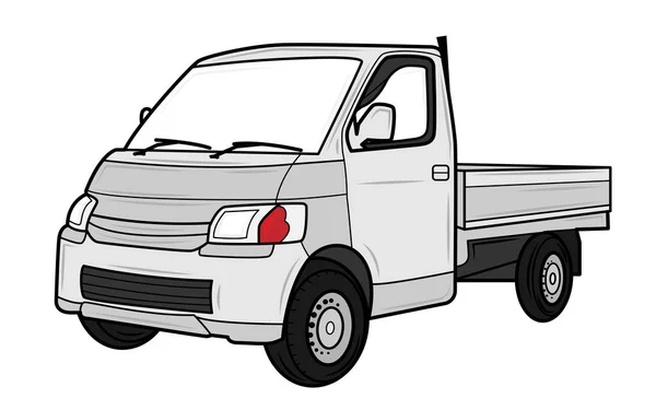 Pickup Bil Vektor Med Silver Färg — Stock vektor
