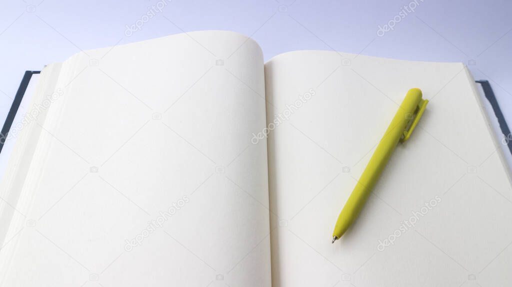 White plain diary or blank journal for writing memo, note and message