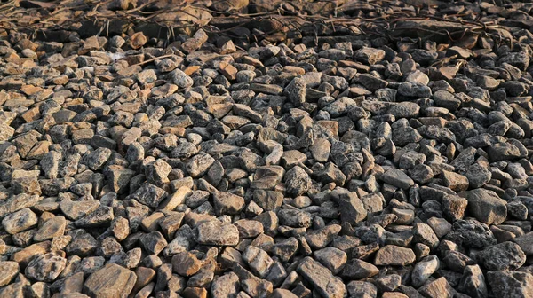 Kleine Weg Stenen Achtergrond Donkere Grind Textuur Stenen Steentjes Naadloze — Stockfoto