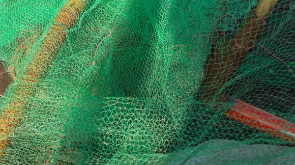 stock image Green fishing net. Green Heap of Commercial Fishing Net.