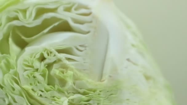 Cabbage Cut Rotate Close Top View Texture Raw Half Cabbage — Stock Video