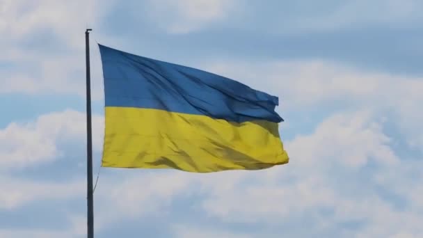 Bendera Ukraina Melambai Langit — Stok Video