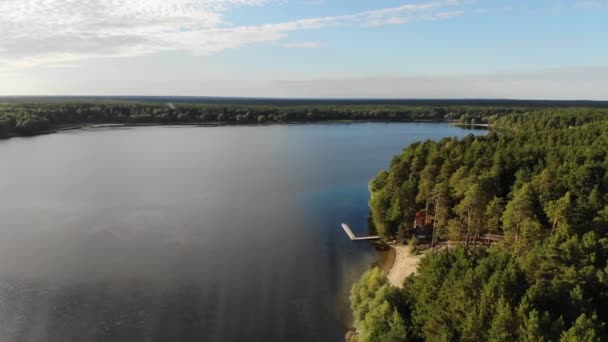 vue par drone sur le lac dans la forêt