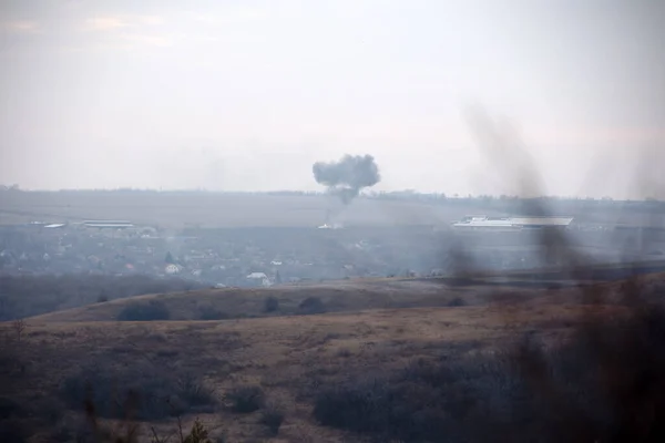 Bakhmut Ukraine Jan 2023 Explosions Combat Actions Suburb Bakhmut Russian Images De Stock Libres De Droits