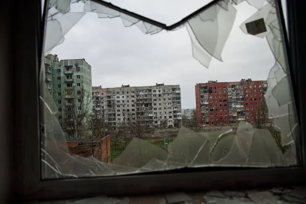 Bakhmut Ukraine April 2023 Skadad Och Förstörd Rysk Beskjutning Och — Stockfoto
