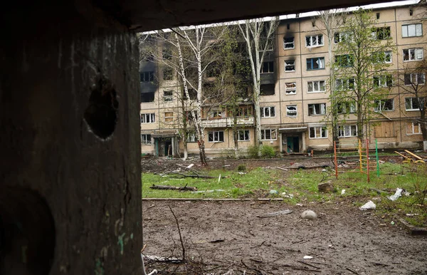 Bakhmut Ukraine Avril 2023 Dommages Destruction Par Des Tirs Russes — Photo