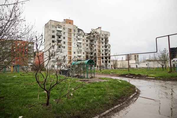 Бахмут Украина Апреля 2023 Года Поврежден Разрушен Обстрелами Ракетными Обстрелами — стоковое фото