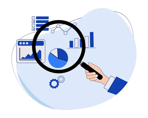Ilustrace Podnikatele Provádějícího Analýzu Dat Pomocí Lupy Datová Analýza Předpovídá — Stockový vektor