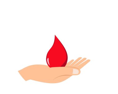 icon hand holding a drop of blood. world blood donor day. blood donation illustration. donor logo. blood donation icon