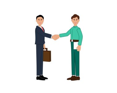 businessmen shaking hands after successful meeting. flat vector cartoon illustration of businessmen shaking hands. business contract