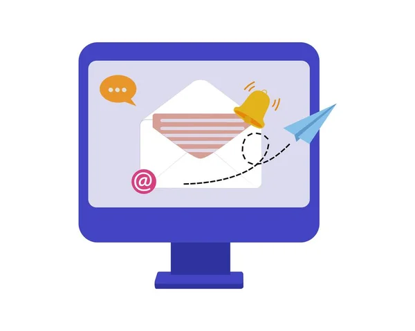 Ikona Poslat Mail Ilustrací Stolního Počítače — Stockový vektor