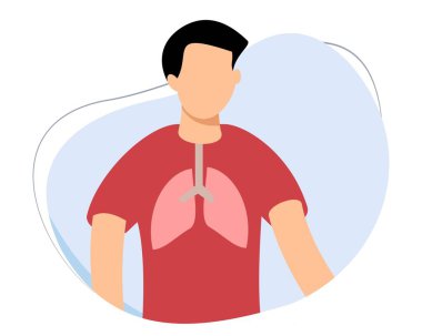 healthy man and lungs flat design vector