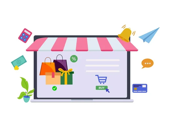 online shopping icon using laptop