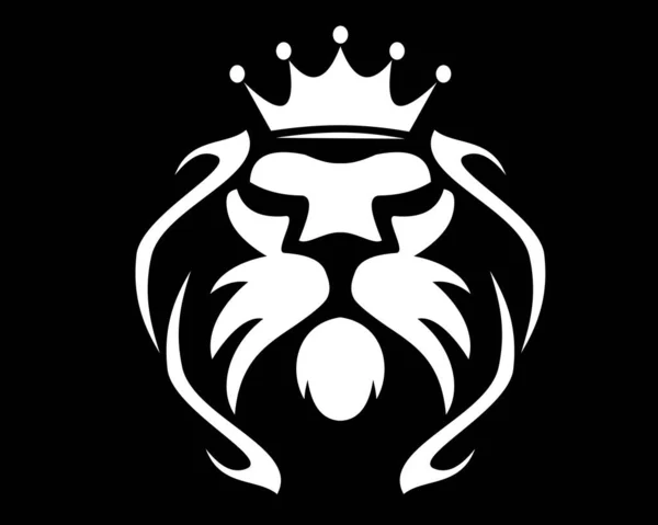 Logo Tête Lion Avec Couronne Roi — Image vectorielle