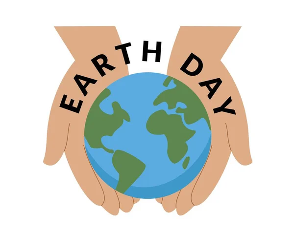 Χέρι Κρατώντας Μικρό Πλανήτη Εικονίδιο Διανύσματος Ημέρας Γης — Διανυσματικό Αρχείο