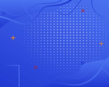 Memphis mavi arkaplan ve yarım ton çizgi elementleri