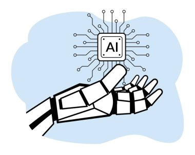 Ai çipli robot el. yapay zeka çizimi