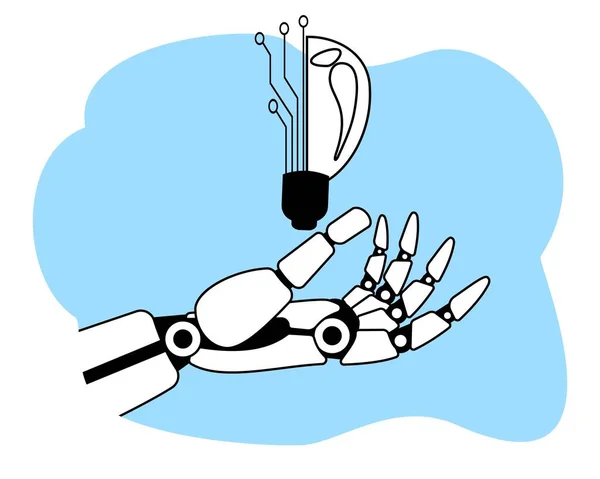 ai robot eli elektronik ampulü tutuyor