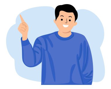 Genç adam gülümsüyor ve işaret parmağını fotokopi alanına doğrultuyor.