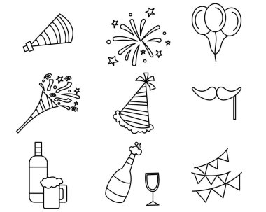 Satır biçiminde mutlu yeni yıl simgesi