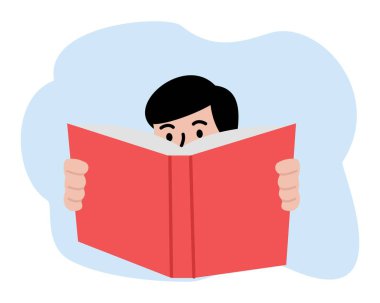 çizgi film karakteri bir çocuk kitap okuyor.