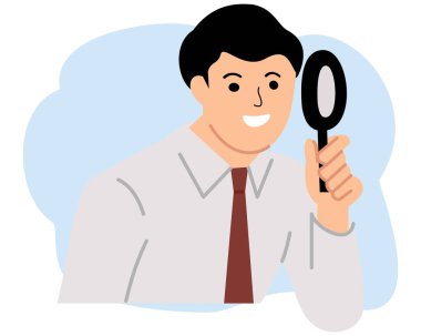 İş adamı büyüteç kullanıyor.