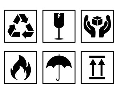 Genel ve uyarı sembolü siyah ve beyaz düz biçiminde ayarlandı