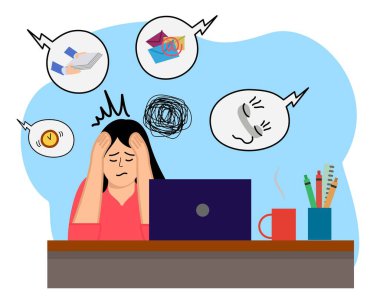 Kadınların, işindeki aşırı çalışma ve stres sorunları vardır.