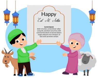 Bayram bayramınız kutlu olsun. Küçük şirin çocuklar, müslümanlar ve hayvan kurban edilenler.