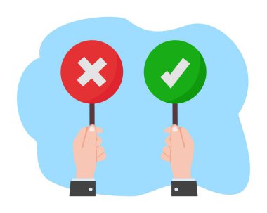 Man hand hold tabela kontrol işareti veya oy ve anket illüstrasyonu