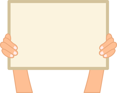 İnsan elinde kağıt pankart ya da duyuru veya bilgi panosu için boş tahta şablonu
