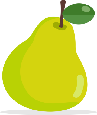 Flat Cute Çizgi Film Tarzı veya Meyve Yaz Konsepti Armut Fruit Çizgi Filmi