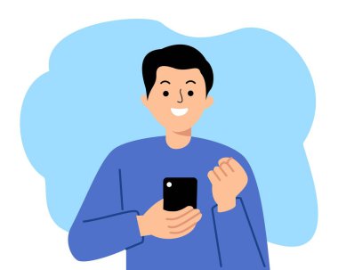 Man Hold Smartphone Resimli Sosyal Medya Pazarlama Konsepti