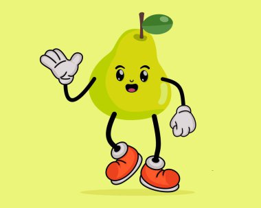 Pear Fruit Cartoon or Mascot Pear Fruit in Flat Cute Cartoon Style clipart