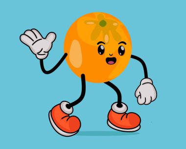 Mutlu İfadeli Portakal Meyveli Maskot El ya da Kollu ve Bacaklı Portakal Meyve Maskotu