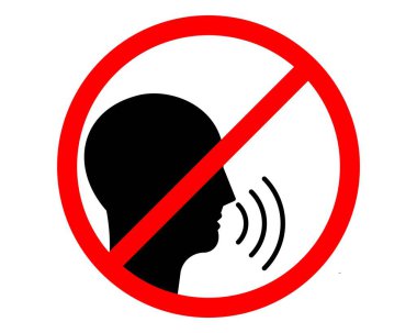 Keep quiet symbol or silent please sign. Crossed person talking clipart