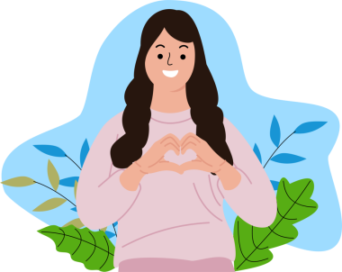 Kız elleriyle kalp hareketi gösteriyor. Kadın ayakta mutlu bir şekilde gülümsüyor. Mutlu, dost canlısı, gülümseyen, sevgisini ifade eden