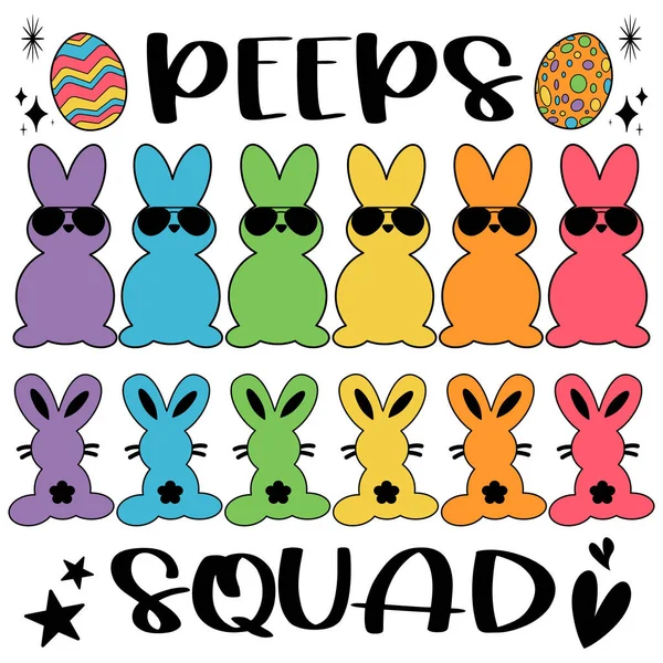 Peep Squad Πασχαλινό Πουκάμισο Peeps Ομάδα Αυγά Λαγουδάκια Πλήρωμα Πασχαλινή — Διανυσματικό Αρχείο
