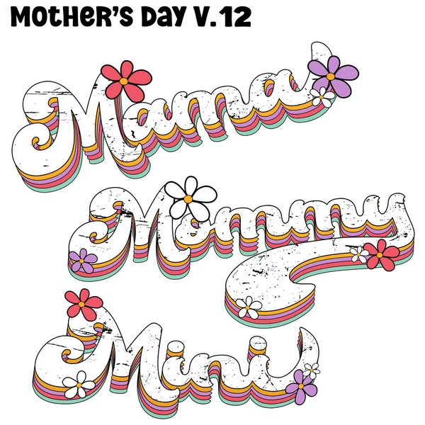Mama Mommy Mini Mother Day Mama Mommy Mini Schriftzug Mit — Stockvektor