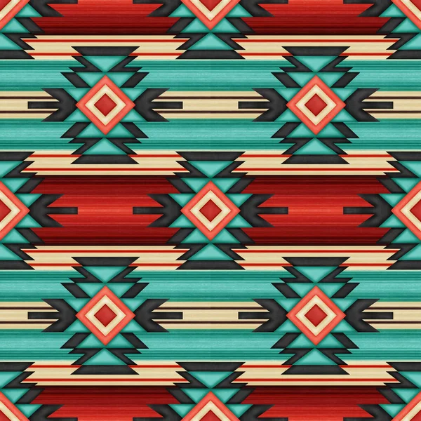 Navajo Wastern Patrón Sin Costura Colorido Fondo Acuarela — Foto de Stock