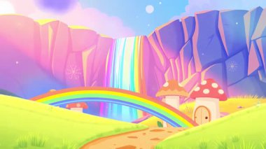 Gökkuşağı Şelaleli Fantezi Mantar Diyarı