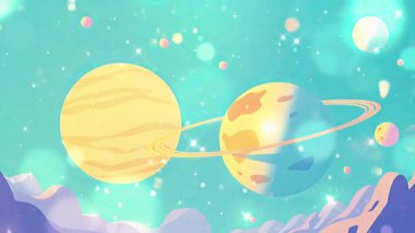 Küresel Gezegenler Bulutlar ve Ay 'ın Üzerinde Arazi